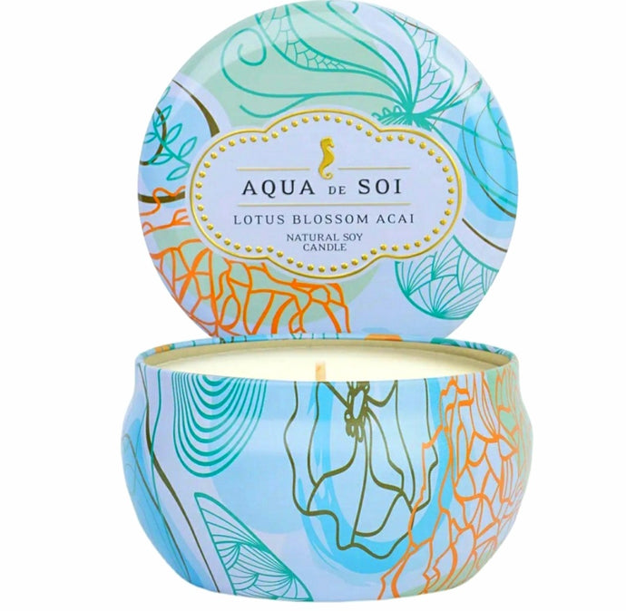 LOTUS BLOSSOM ACAI Natural Soy Single Wick Scented Candle, 9 oz Tin