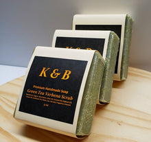 Load image into Gallery viewer, GREEN TEA VERBENA Body Scrub Handmade Natural Bar Soap, 5 oz
